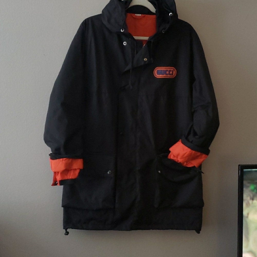 Gucci black "Sega" collection vinyl jacket Large